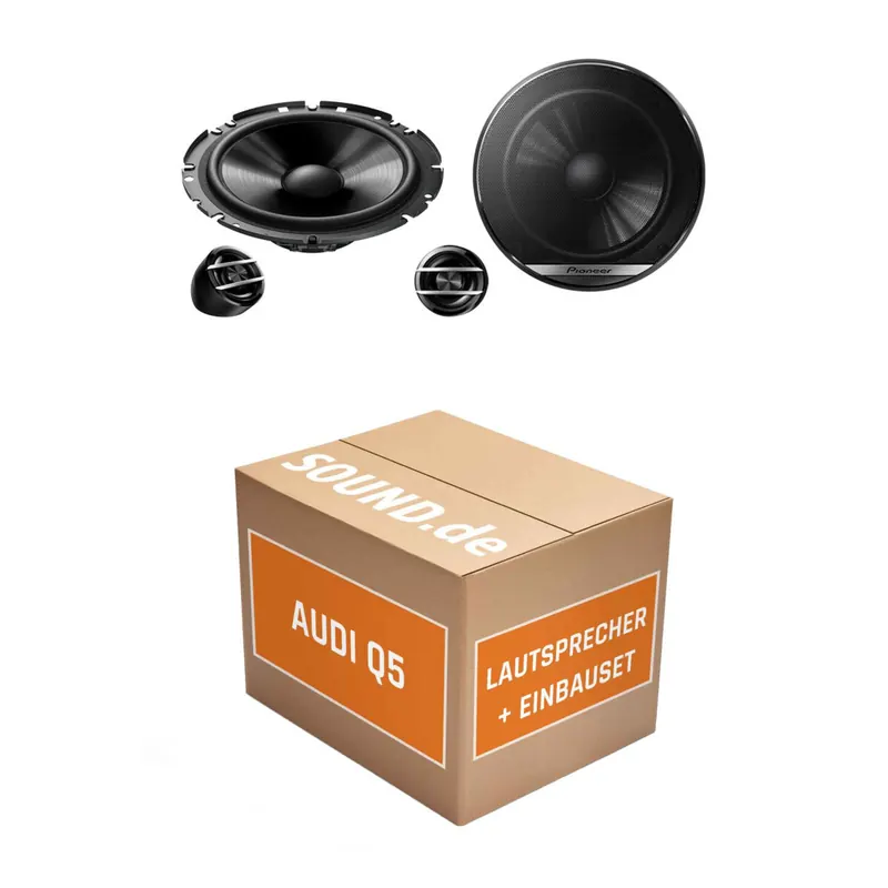 Lautsprecher Boxen Einbaupaket vorne Pioneer TS-G170C passend für Audi Q5 8R | 2x Tief-Mitteltöner 2x Hochtöner
