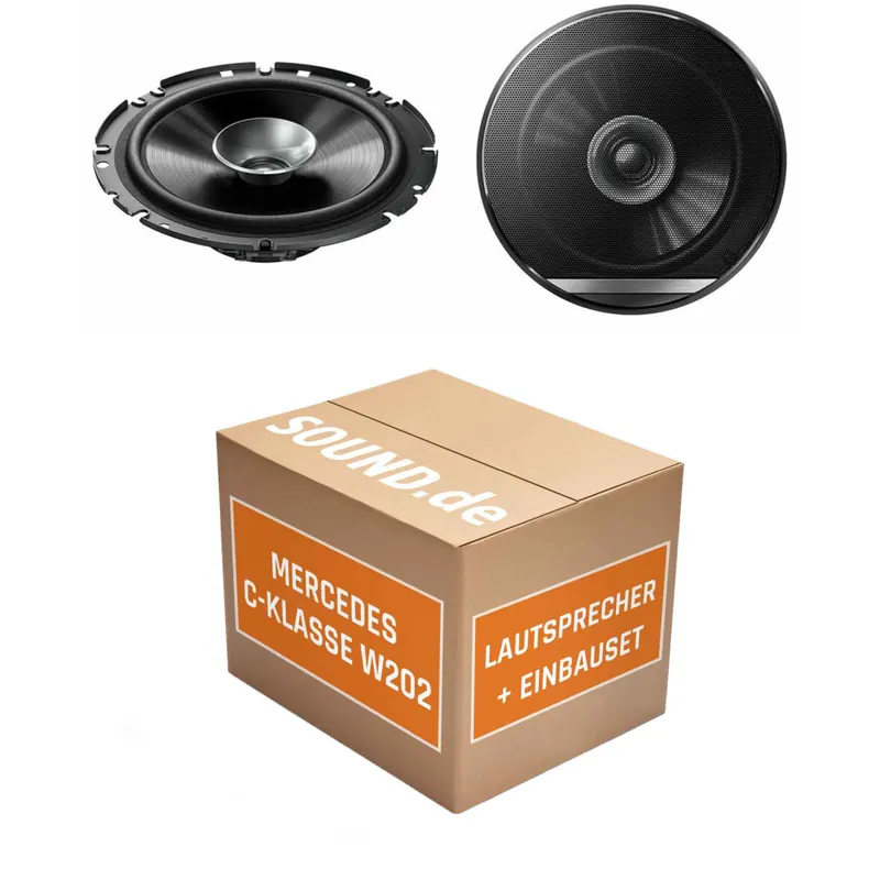 Lautsprecher Boxen Einbaupaket vorne Pioneer TS-G1710F passend für Mercedes C-Klasse W 202 + T-Modell/Kombi | 2x Tief-Mitteltöner mit integriertem Hochtöner 280W MAX