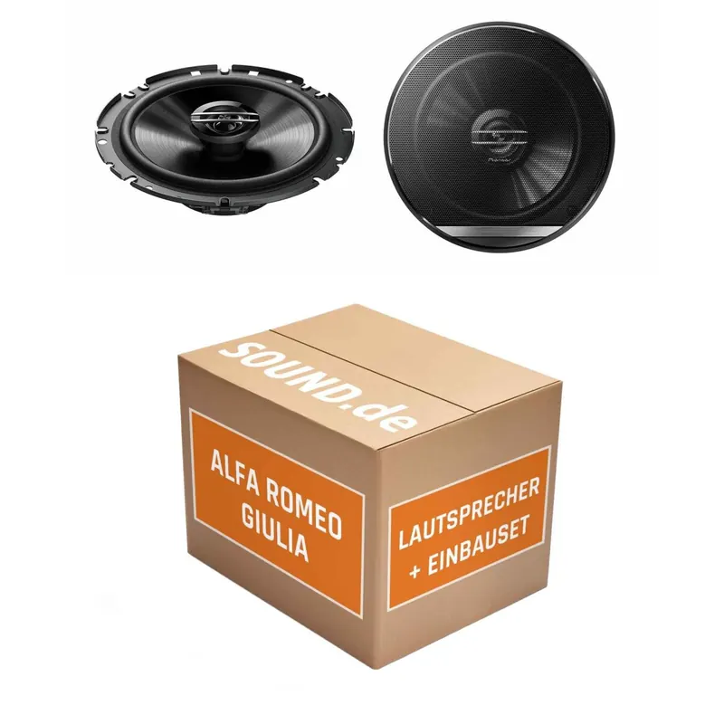 Lautsprecher Boxen Einbaupaket vorne Pioneer TS-G1720F passend für Alfa Romeo Giulia | 2x Tief-Mitteltöner mit integriertem Hochtöner 300W MAX