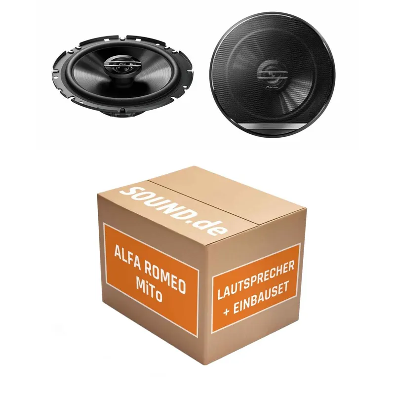 Lautsprecher Boxen Einbaupaket vorne Pioneer TS-G1720F passend für Alfa Romeo MiTo | 2x Tief-Mitteltöner mit integriertem Hochtöner 300W MAX