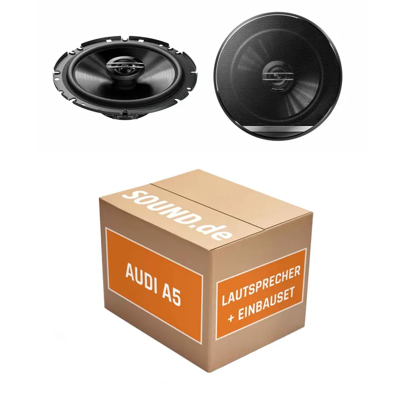 Lautsprecher Boxen Einbaupaket vorne Pioneer TS-G1720F passend für Audi A5 + Sportback | 2x Tief-Mitteltöner mit integriertem Hochtöner 300W MAX