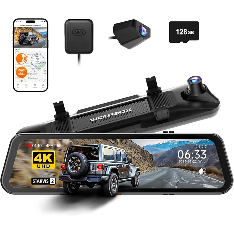 Wolfbox G900Pro | 12MP WiFi Touchscreen Rückspiegel Dashcam Smart Spiegel